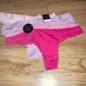 🔥 No Boundaries Hot Pink, Lavender, & Light Pink 3 pack Lace Panties Set